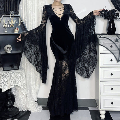 Women's Halloween Costume Batwing Sleeve Black Gothic Dress The Clothing Company Sydney