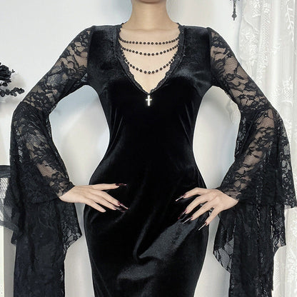 Women's Halloween Costume Batwing Sleeve Black Gothic Dress The Clothing Company Sydney