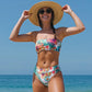 Pink Printed Low Waist Two Pieces Bikini Set Swimsuit Female Women Beachwear Swimwear Bather Bathing Suit The Clothing Company Sydney