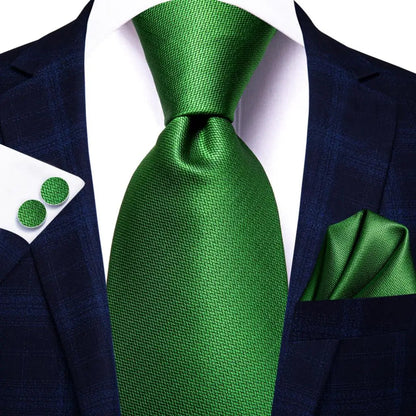 Green Paisley Silk Tie Set for Men – Necktie, Pocket Square & Cufflinks The Clothing Company Sydney