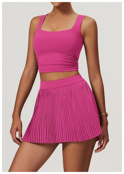 Two Piece Women's Yoga Sports Indoor Outdoor Fitness Tennis Yoga Skirt