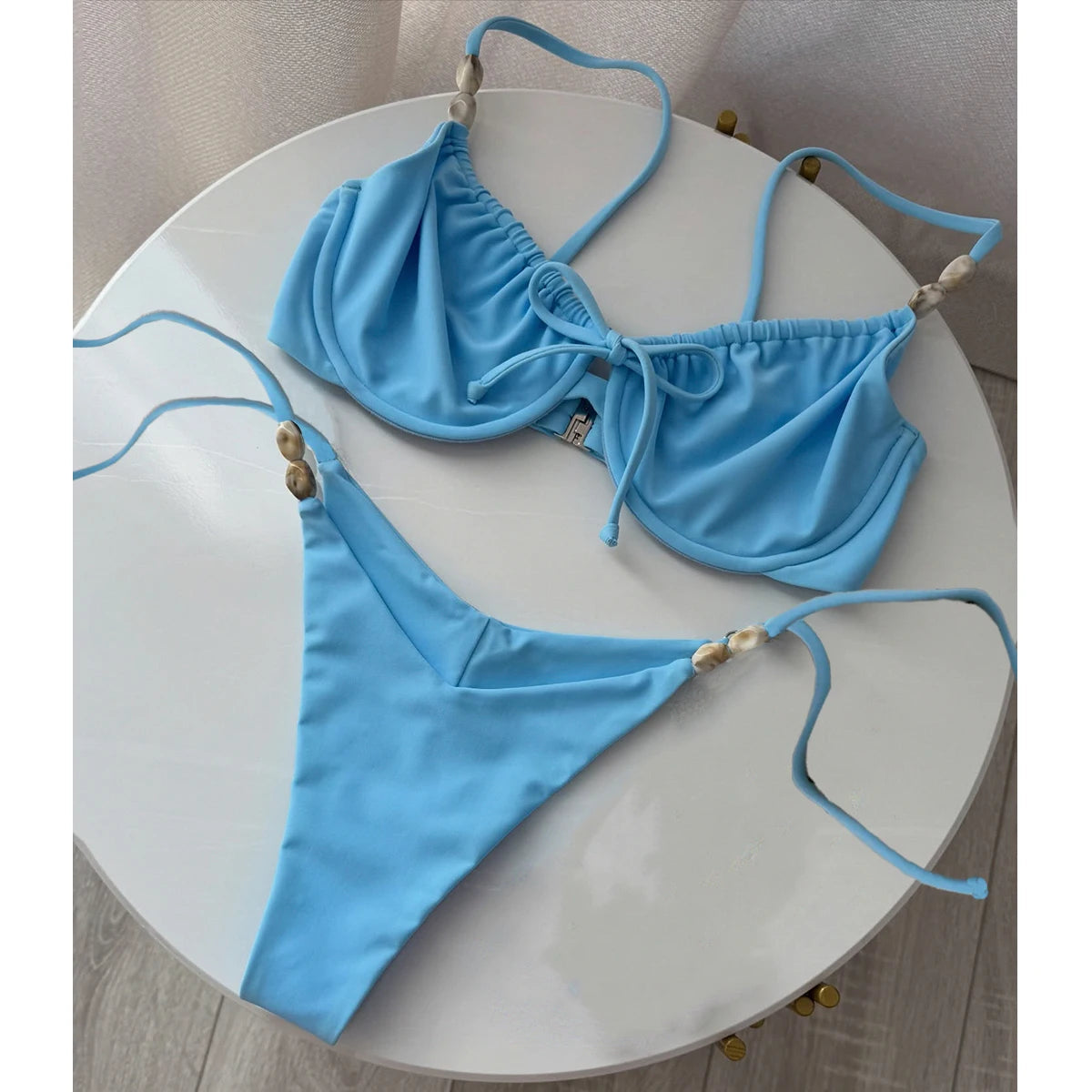2 Piece Push Up Swimsuit Swimwear Bikini Set Beads Biquini Bathing Suit Dot Swimming Suit Beachwear The Clothing Company Sydney