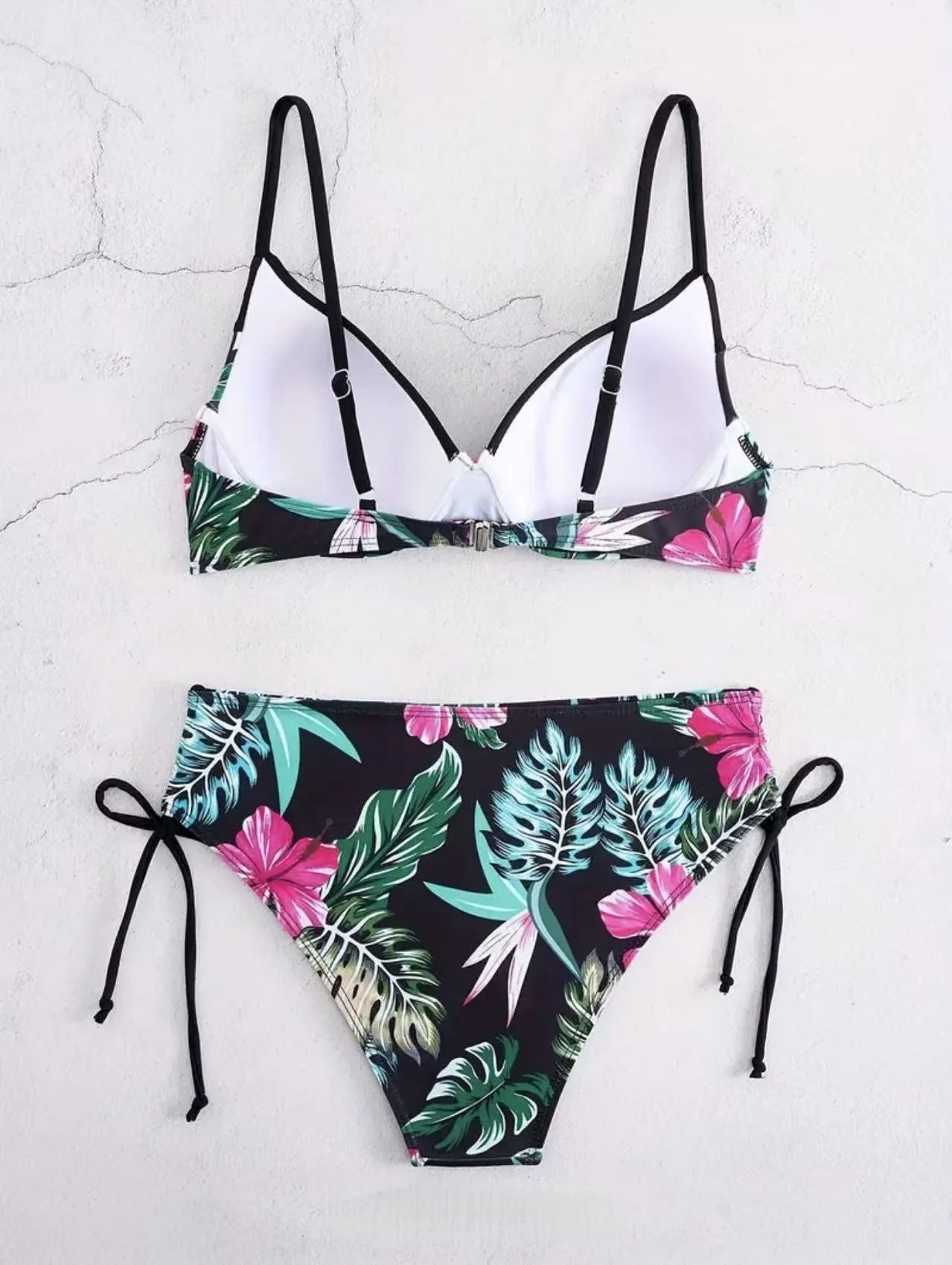 2 Piece Floral Print Swimsuit Beach Bikini Triangle Panty Swimwear Bikini Set