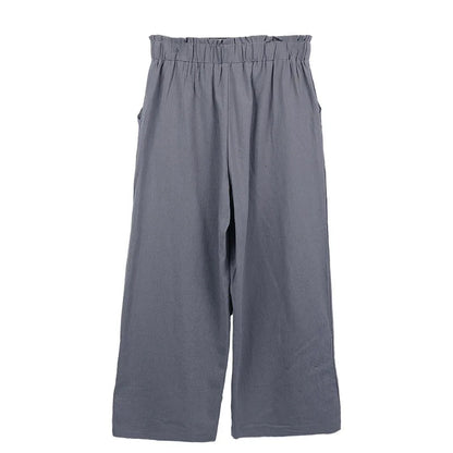 Women's Cotton Linen Loose Wide Leg Pants Summer Female High Elastic Waist Button Casual Streetwear Trousers The Clothing Company Sydney