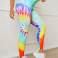 Women's 3D Print Tie Dye Sports Seamless High Waist Fitness Push Up Leggings Gym Clothing Workout Tights Pants