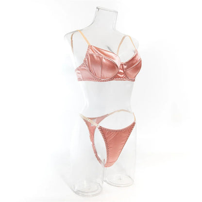 2 Piece Satin Lingerie Fancy Patchwork Bras And Thongs Underwear Suits Intimate Set The Clothing Company Sydney
