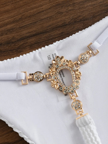 2 Piece Textured Halter Triangle Tie Side Bikini Womens Swimsuit Swimwear Bathing Swimming Suit Summer Beachwear Bathers - The Clothing Company Sydney