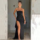 Off Shoulder Elegant High Rise Split Maxi Club Outfits Strapless Evening Gown Dress The Clothing Company Sydney