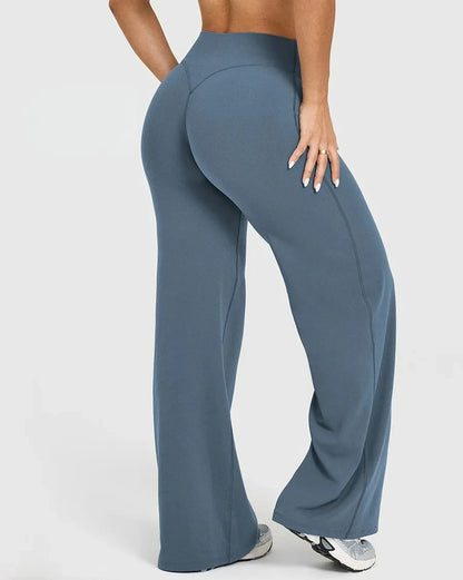 Women's Mid Waist Sport Trousers Wide-Leg Pants Ultra Soft Yoga Pilates Running Gym Pants