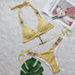 2 Piece Rhinestone Swimsuit Crystal Thong String Bikini Set Swimwear Beach Wear Bathing Suit