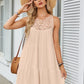 Hollow Lace Patchwork Halter Neck Women A Line Dress Summer Casual Solid Color Loose Beach Holiday Sundress