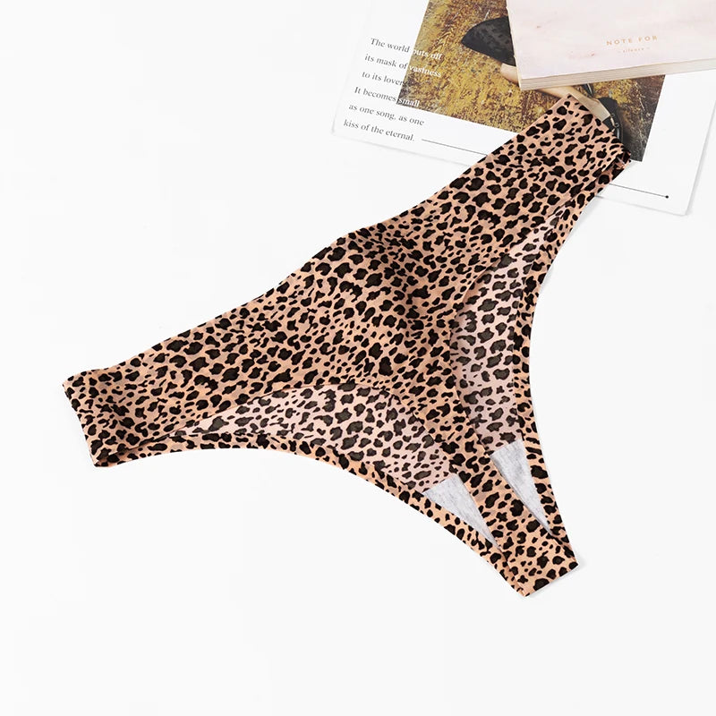 3 Pack Women's Panties Leopard Print Thongs Seamless Underwear Lingerie G-Strings T-Back