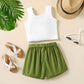 2 Piece Kids Girls' Button Ribbed Tank Top and Belted Shorts Set The Clothing Company Sydney