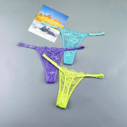 3 Pack Adjustable Transparent Thong Panties Womens Lace Underwear Low Waist T-back String Underpants The Clothing Company Sydney