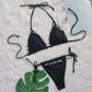 Rhinestone Two 2 Piece Swimsuit Crystal Thong String Bikini Set Women Swimwear Beach Wear Bathing Suit