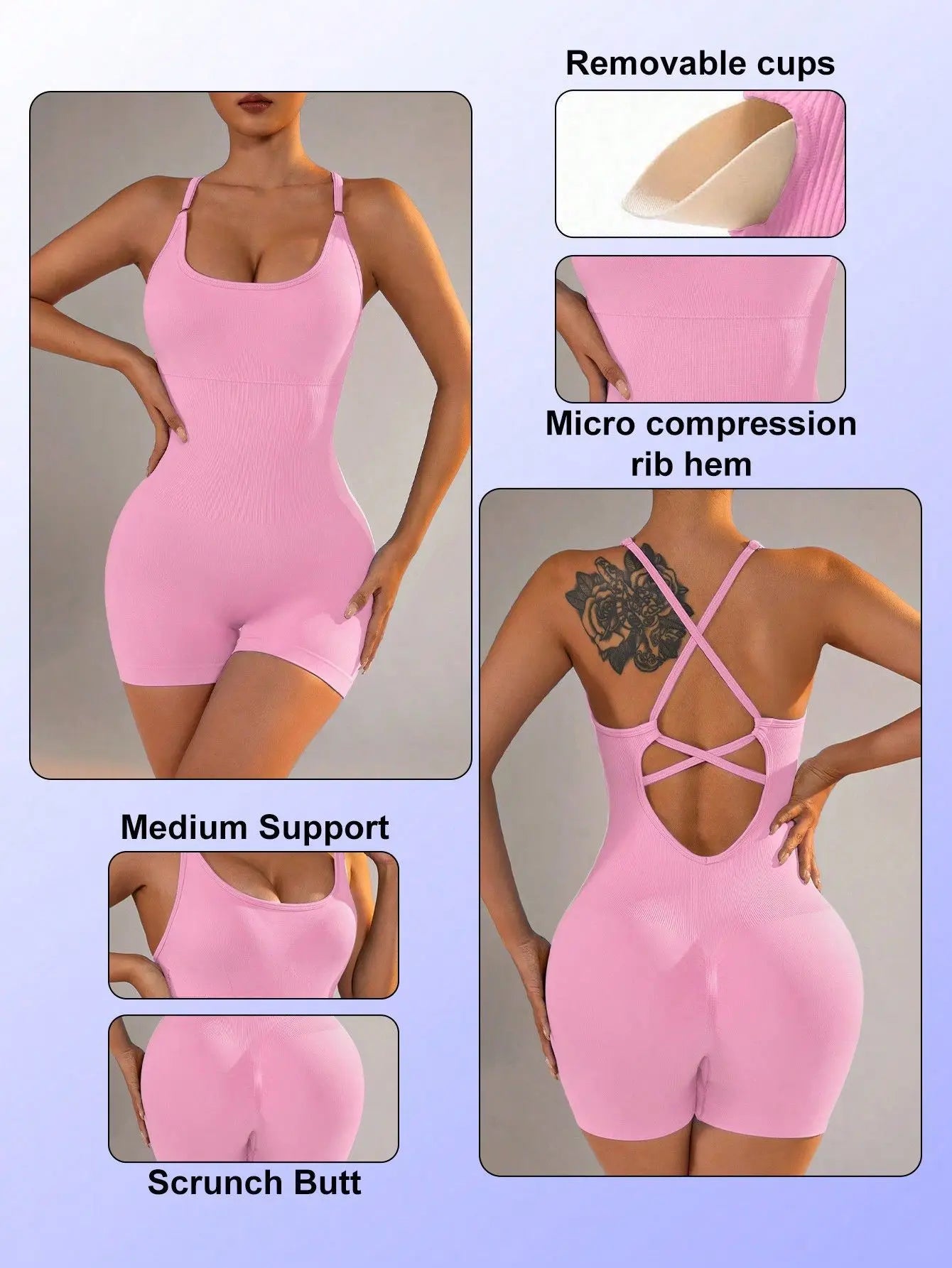 Women's Jumpsuit Short Bodycon High Elasticity Nylon Bodysuit Yoga Sports Workout Gym One Piece Criss Cross Activewear The Clothing Company Sydney