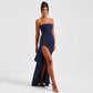 Off Shoulder Elegant High Rise Split Maxi Club Outfits Strapless Evening Gown Dress The Clothing Company Sydney