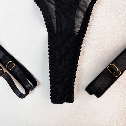 5-Piece Costume Hollow Underwear Sensual Open Bra Outfits Lingerie Set - The Clothing Company Sydney