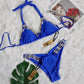 2 Piece Rhinestone Swimsuit Crystal Thong String Bikini Set Swimwear Beach Wear Bathing Suit