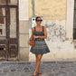 Plaid Print Knit Mini Backless A-line Slim Holiday Dress Elegant Party Dress The Clothing Company Sydney