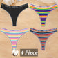 4 Piece Set Women's Cotton Colourful Stripe Panties Underwear G-Strings Rainbow Thongs Female Soft Breathable Intimates Lingerie The Clothing Company Sydney