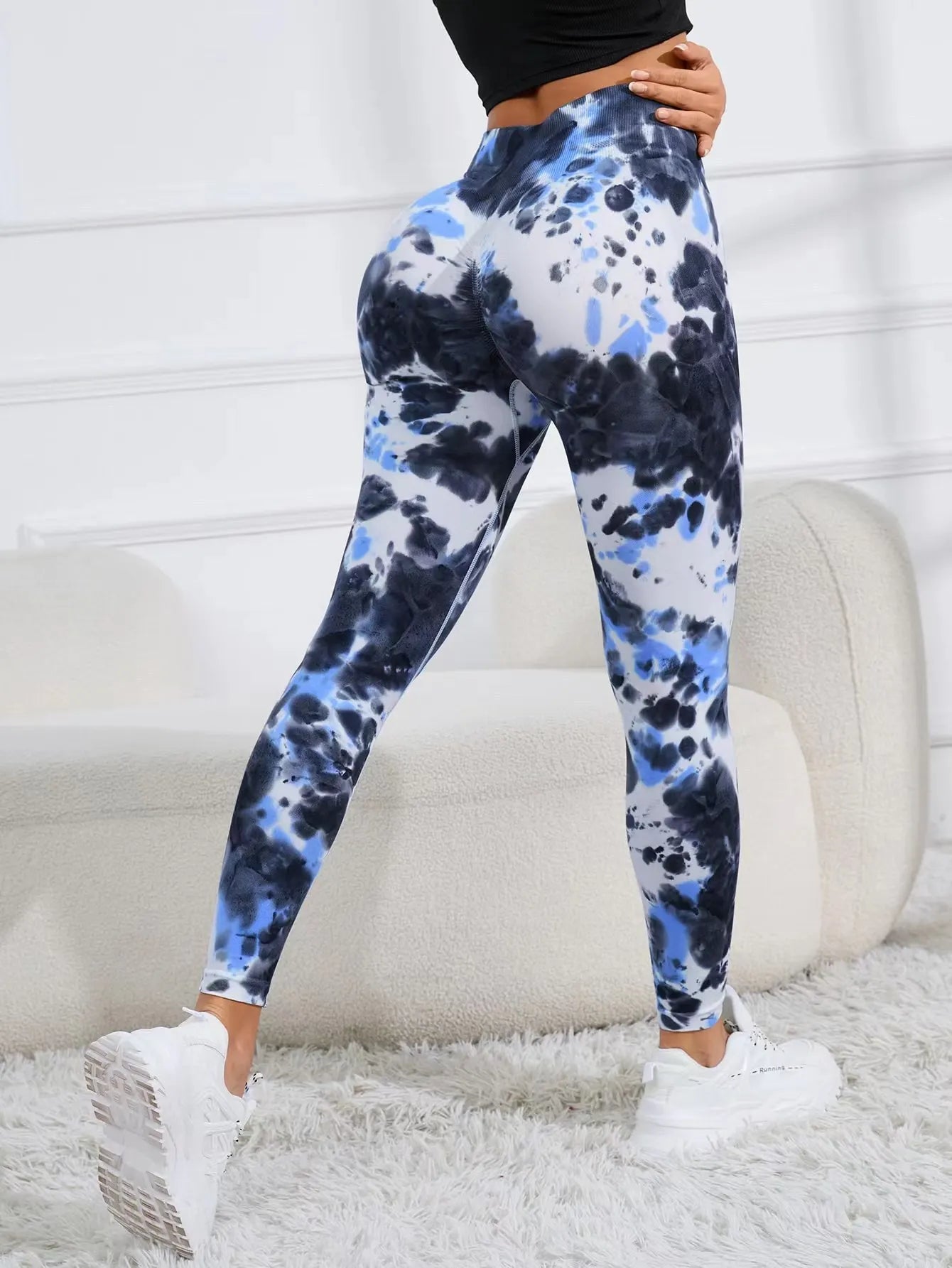 3D Print Tie Dye Sports Women Seamless High Waist Fitness Push Up Leggings Gym Clothing Workout Tights Pants