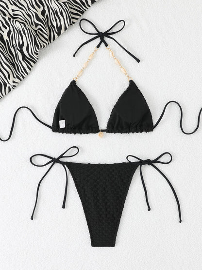 2 Piece Halter String Triangle Bikini Swimwear Mesh Swimsuit Solid Bathers Bathing Swimming Swim Suit Beachwear The Clothing Company Sydney