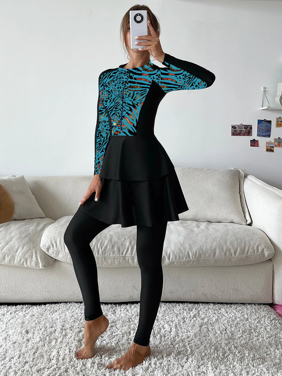 3 Piece Swimwear Women Long Sleeve Swimsuit Long Pants Top Conservative Bathing Suit