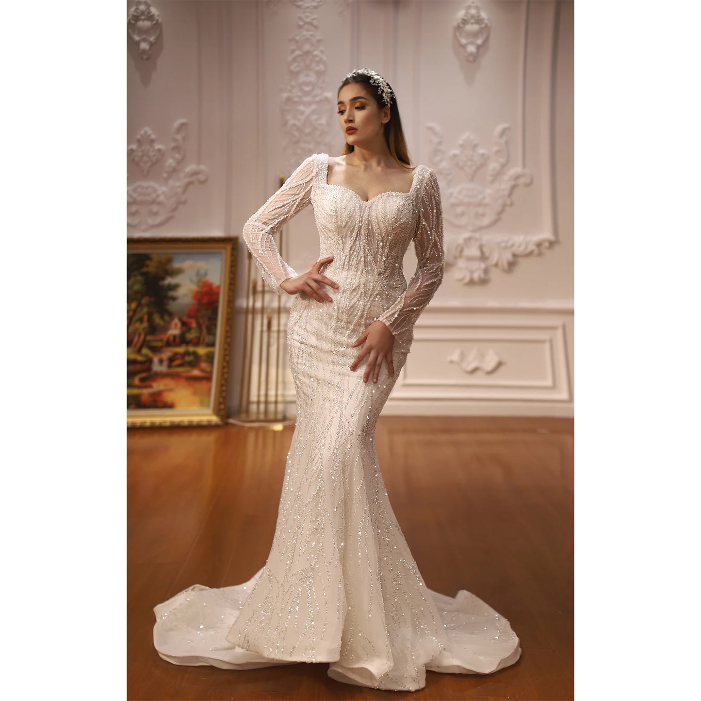 Mermaid Beading Lace Wedding Bridal Dress