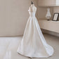 Luxury White Satin Trailing Wedding Dresses Women Elegant Strapless Long Prom Party Bridal Dress