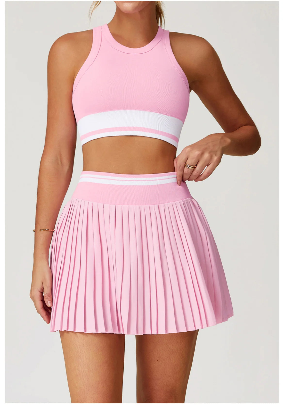 2 Piece Yoga Suit Yoga Sports Women Tennis Fitness Suit Running Sports Short Skirt Yoga Set Workout Set Athletic Wear