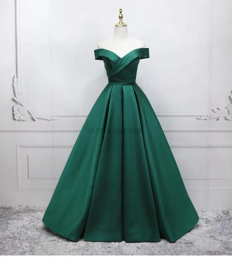 Elegant Formal Boat Neck Satin Wedding Bridesmaid Maxi Long Prom Evening Cocktail Party Summer Dresses