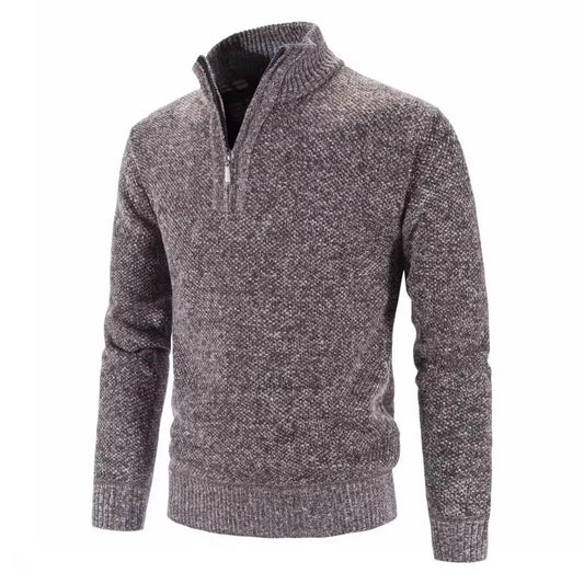 Long Sleeve Knitted Sweater Men Pullovers Solid Color Zipper Mock Neck Slim Fit Knit Pullovers Casual Sweater The Clothing Company Sydney
