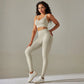 Cross Back Strap Yoga Set Women High Waist Leggings Running Workout Suits Sportswear Seamless Fitness Clothes Tracksuit Set