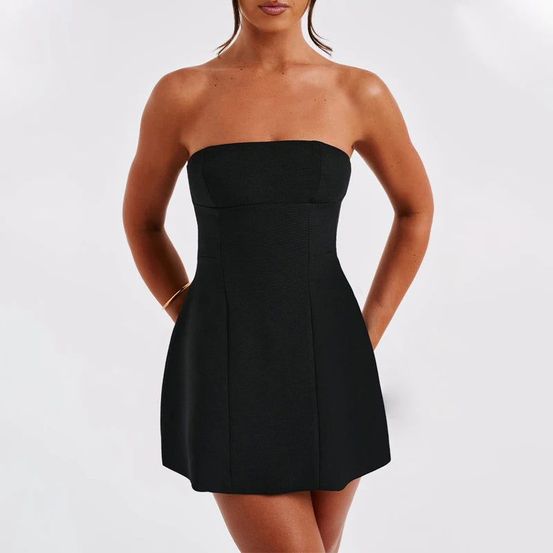 Strapless Party Club Evening Streetwear Bodycon Black White Short Mini Summer Dress The Clothing Company Sydney