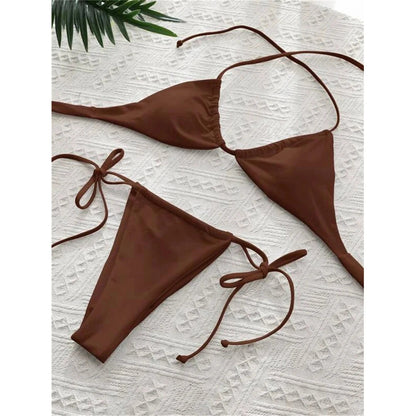 2 Piece Halter Mini Micro Thong Bikini Female Swimsuit Women Bikini set Bather Bathing Suit Swimwear The Clothing Company Sydney