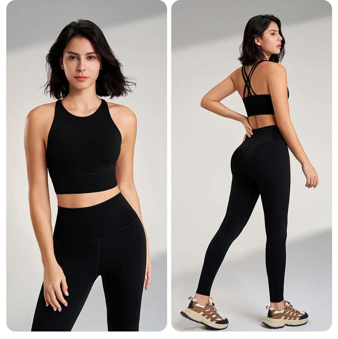 2 Piece Yoga Gym Running Leggings Crop Top Matching Outfit Set