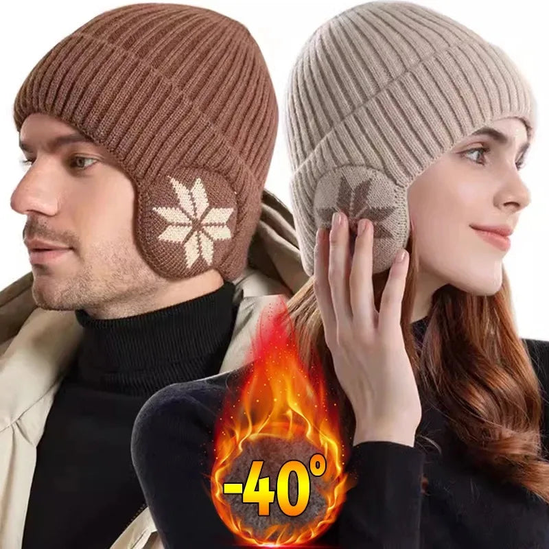 Men Women Winter Warm Plush Knitted Snow Fashion Hat Unisex Outdoor Ear Protection Caps Beanies Skulls