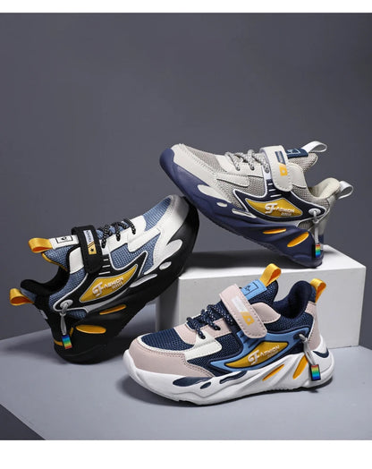 Boys’ Breathable Mesh Sneakers – Non-Slip Lightweight Kids Sports Shoes with Hook & Loop Closure (Ages 7–13) The Clothing Company Sydney