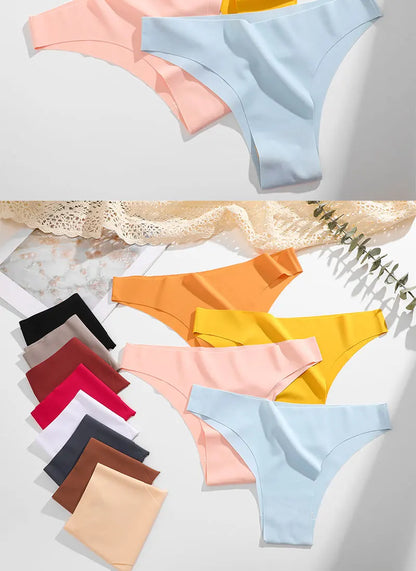 6 Pack Ice Silk Seamless Underwear Low Waisted Pants Breathable High Elasticity Lingerie Intimates Panties Briefs