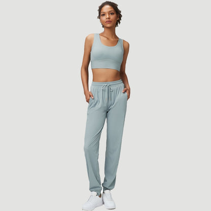 Two Piece Workout Yoga Suit Women Solid Color Breathable Running Sportswear SBra Joggers Pants Athletic Wear Gym Clothes The Clothing Company Sydney