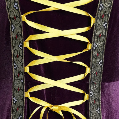 Halloween Costume Long Sleeve Medieval Cosplay Vintage Vampire Witch Victorian Gothic Bandage Dress