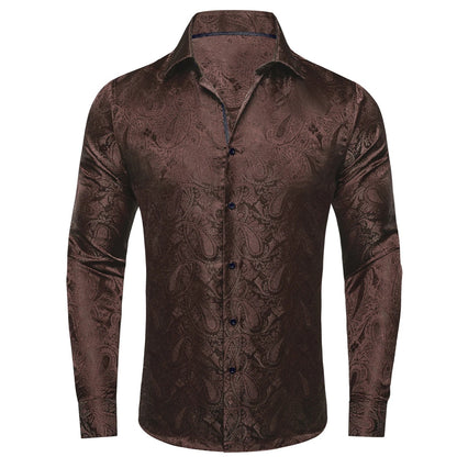 Men's Paisley Teal Blue Pink Grey Shirts Long Sleeve Dress Shirt Blouse for Male Wedding Party Banquet Office Dress Shirt The Clothing Company Sydney