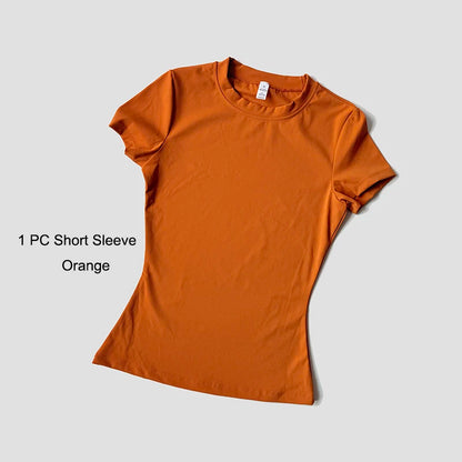 2 Piece Women's Sports Yoga Set Seamless Knitted Fitness Gym Clothes Sportswear Short Sleeve Crop Top Tracksuits Gym Bike Shorts - The Clothing Company Sydney