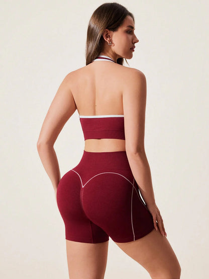 2 Piece Yoga Sport Bra Shorts Set Sportswear Gym High Waist Seamless Workout Shorts Leggings Activewear Women's Matching Set