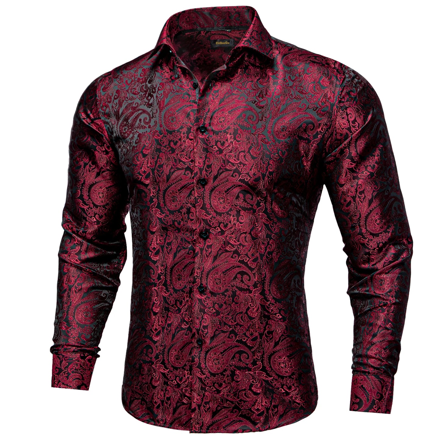 Men's Long Sleeve Black Paisley Silk Dress Shirts Casual Tuxedo Wedding Party Shirt Luxury Designer Men Clothing The Clothing Company Sydney