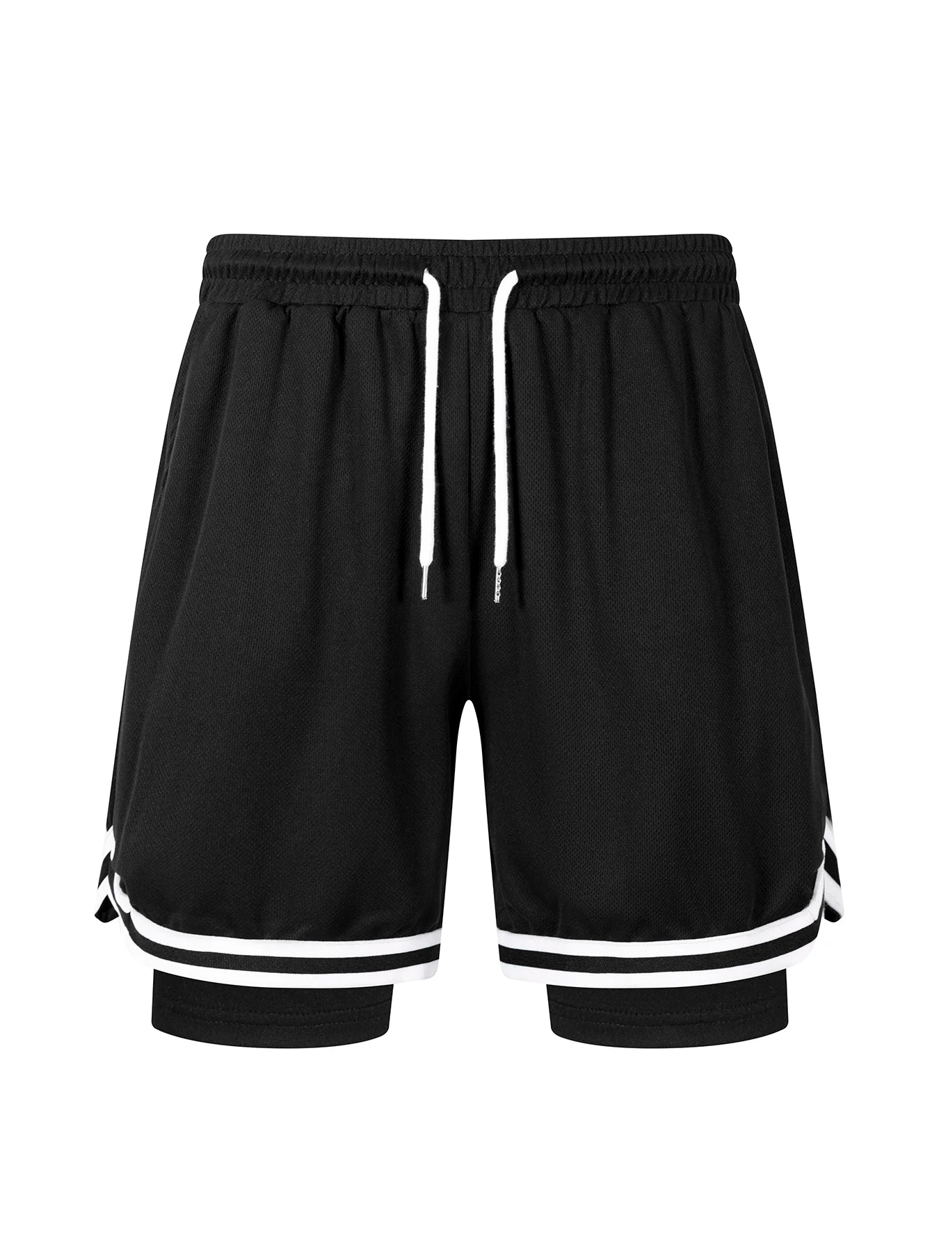 2 in 1 Summer Men's Sports Elastic Waist Basketball Training Shorts Fitness Running Breathable Quick Dry Sportswear Bottoms