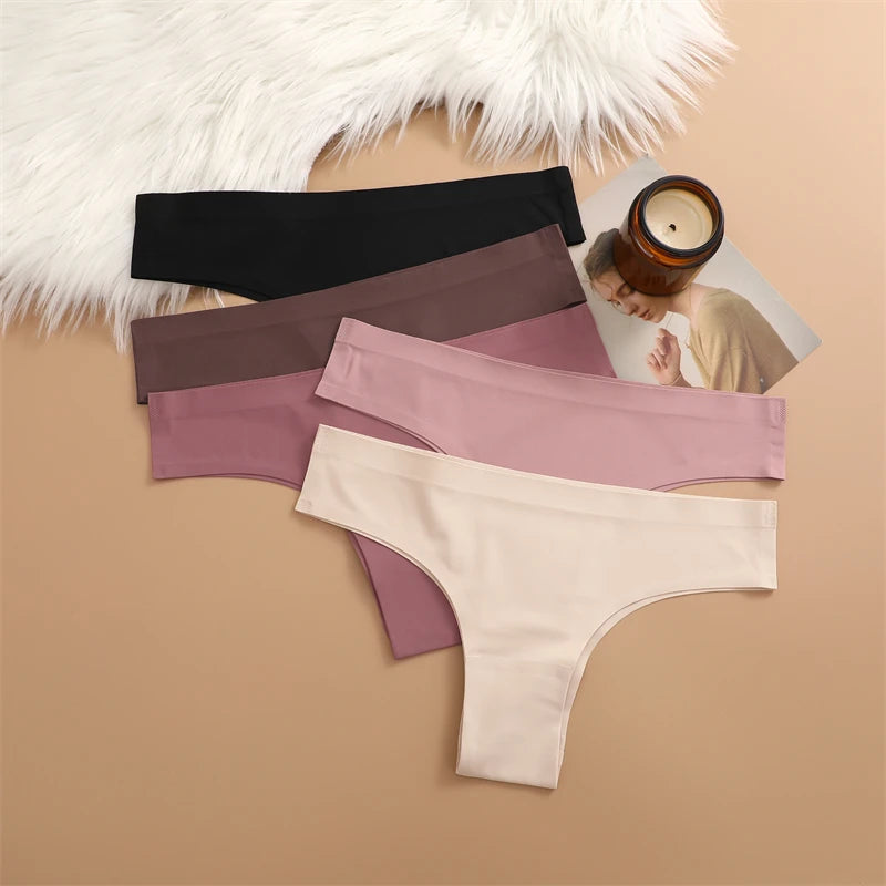 3 Pack Seamless Ultra-thin Panties Women Ice Silk Underwear Panty Low Waist G-string Briefs