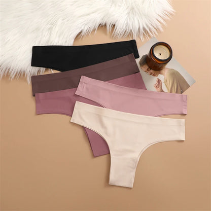 3 Pack Seamless Ultra-thin Panties Women Ice Silk Underwear Panty Low Waist G-string Briefs