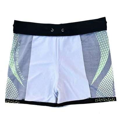Geometric Graphic Letter Print Men's Swim Trunks With Drawstring Quick Dry And Stretchable Summer Shorts